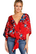 Women's Leopard Print Floral Tie Front Shirt